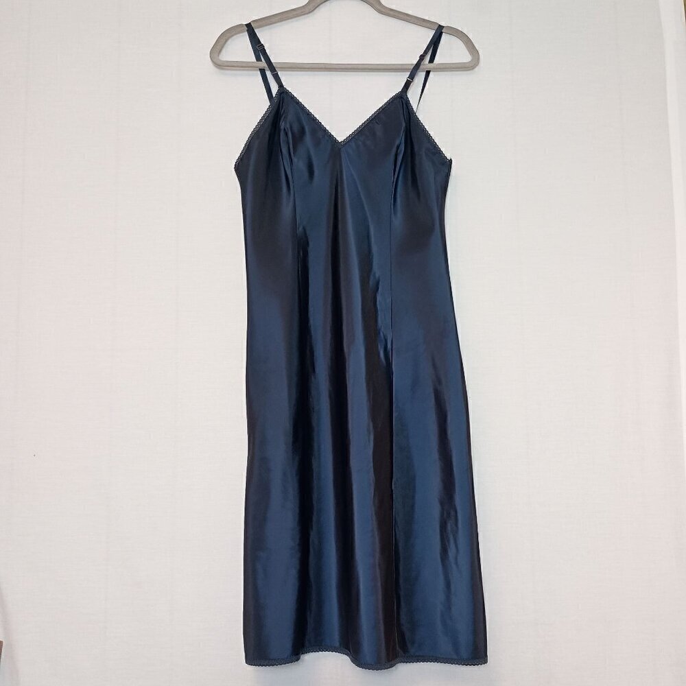 Barbizon Vintage Slip Dress/Lingerie Whimsy Goth Lace Trim Satin Adj Strap sz 32